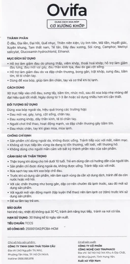 Xịt xoa bóp, giảm đau, nhức xương khớp Ovifa 60ml