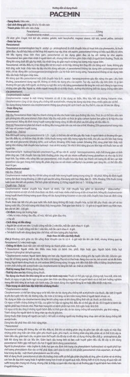 Viên nén Pacemin Hataphar điều trị triệu chứng đau đầu, sổ mũi, hắt hơi, giảm đau nhẹ (50 vỉ x 10 viên)