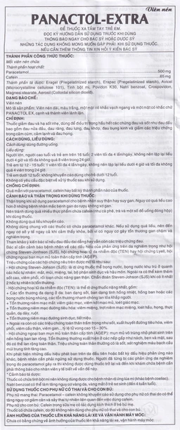 Viên nén Panactol Extra Khapharco hạ sốt, giảm đau (10 vỉ x 10 viên)