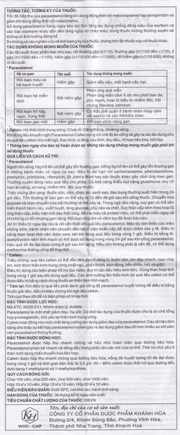 Viên nén Panactol Extra Khapharco hạ sốt, giảm đau (10 vỉ x 10 viên)