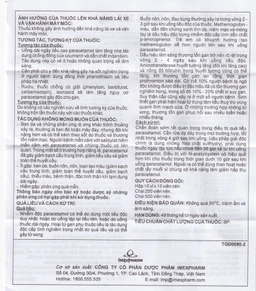 Viên nén Paracetamol Imex 325mg giảm nhức đầu, nhức răng, đau nhức bắp thịt (10 vỉ x 10 viên)