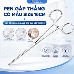 Pen gắp thẳng có mấu size 16cm dùng kẹp bông băng, băng gạc rửa vết thương 2
