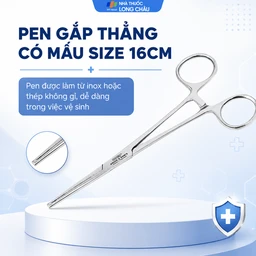 Pen gắp thẳng có mấu size 16cm dùng kẹp bông băng, băng gạc rửa vết thương 3