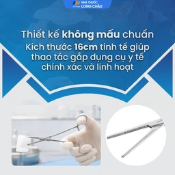 Pen gắp thẳng không mấu size 16cm dùng kẹp bông băng, băng gạc rửa vết thương 5