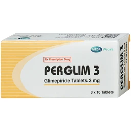 Thuốc Perglim 3mg Mega kiểm soát đường huyết ở bệnh nhân đái tháo đường type 2 (3 vỉ x 10 viên) 2