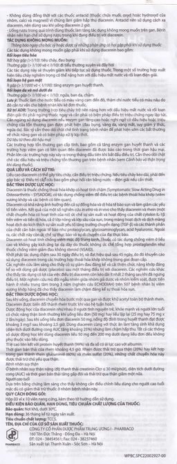 Thuốc uống Phabacerin 50 Pharbaco điều trị thoái hóa khớp (3 vỉ x 10 viên)