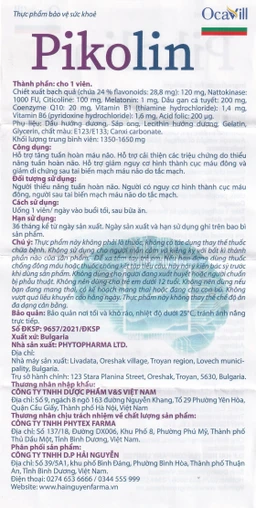 Viên uống hỗ trợ tăng tuần hoàn máu não, giảm nguy cơ hình thành cục máu đông Pikolin Ocavill (2 vỉ x 15 viên)
