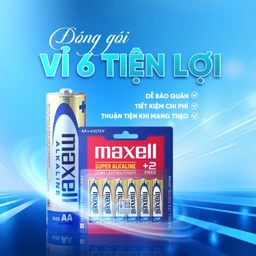 Pin kiềm Maxell super alkaline AA LR6(GD) (vỉ 6 viên) dùng cho các thiết bị điện tử