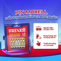 Pin kiềm Maxell super alkaline AAA LR3(GD) (vỉ 6 viên) dùng cho các thiết bị điện tử