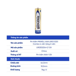 Pin kiềm Maxell super alkaline AAA LR3(GD) (vỉ 6 viên) dùng cho các thiết bị điện tử 10