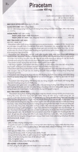 Viên nang cứng Piracetam 400mg Traphaco điều trị triệu chứng chóng mặt, suy giảm trí nhớ (6 vỉ x 10 viên) 