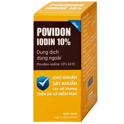 Dung dịch dùng ngoài Povidon Iodin 10% S.Pharm khử khuẩn, sát khuẩn các vết thương trên da và niêm mạc (Hộp 20ml)