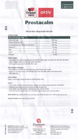 Viên uống giúp giảm triệu chứng do bệnh phì đại tiền liệt tuyến cho nam giới Doppelherz Aktiv Prostacalm (3 vỉ x 10 viên)