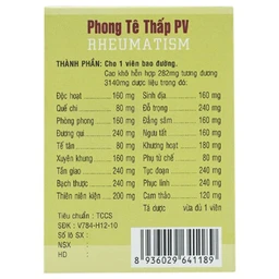 Thuốc Phong Tê Thấp PV điều trị phong thấp, thắt lưng, đầu gối đau nhức (100 viên)
