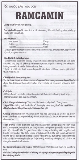 Thuốc Ramcamin Medisun hỗ trợ điều trị tuần hoàn não, suy giảm trí nhớ (6 vỉ x 10 viên)