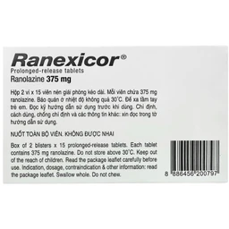 Thuốc Ranexicor 375MG Menarini điều trị đau thắt ngực mãn tính (2 vỉ x 15 viên)