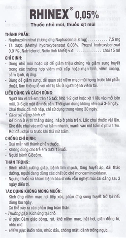 Thuốc nhỏ mũi Rhinex 0.05% Uphace giảm sung huyết, viêm xoang, viêm mũi dị ứng (15ml)
