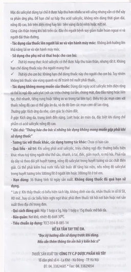 Thuốc mỡ bôi da Salicylic 5% Hataphar làm bạt sừng, bong vẩy (15g)