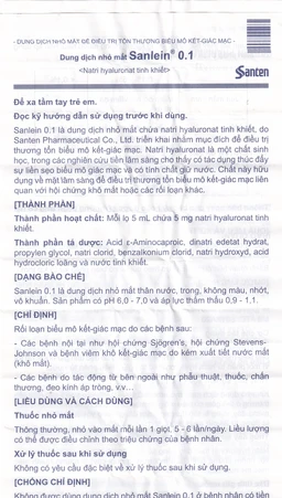 Thuốc nhỏ mắt Sanlein 0.1% Santen hỗ trợ điều trị rối loạn biểu mô kết giác mạc (5ml)