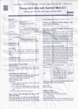 Thuốc nhỏ mắt Sanlein Mini 0.1% Santen hỗ trợ điều trị rối loạn biểu mô kết giác mạc (3 vỉ x 10 lọ x 0.4ml)