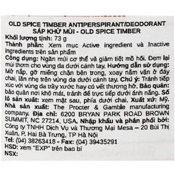 Sáp khử mùi và giảm tiết mồ hôi Nam Old Spice Timber hương gỗ tự nhiên 73g 4