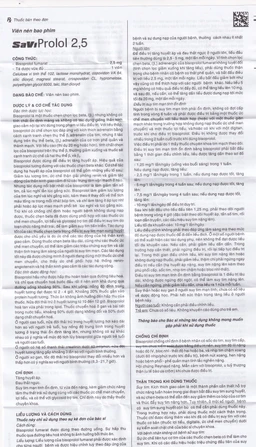Thuốc SaViProlol 2,5 điều trị tăng huyết áp, đau thắt ngực (3 vỉ x 10 viên) 
