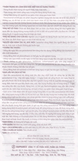 Thuốc Sedachor Haripharco hạ sốt, giảm đau, trị cảm cúm, nhức đầu (50 vỉ x 10 viên)