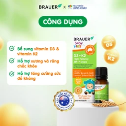 Siro giúp xương răng chắc khỏe, bổ sung vitamin D3 + K2 Brauer Baby & Kids D3 + K2 High Potency MK-7 Drops (10ml) 2