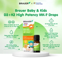 Siro giúp xương răng chắc khỏe, bổ sung vitamin D3 + K2 Brauer Baby & Kids D3 + K2 High Potency MK-7 Drops (10ml) 3