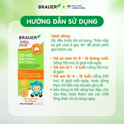 Siro giúp xương răng chắc khỏe, bổ sung vitamin D3 + K2 Brauer Baby & Kids D3 + K2 High Potency MK-7 Drops (10ml) 5