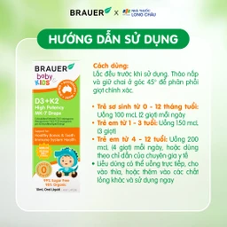 Siro giúp xương răng chắc khỏe, bổ sung vitamin D3 + K2 Brauer Baby & Kids D3 + K2 High Potency MK-7 Drops (10ml) 5