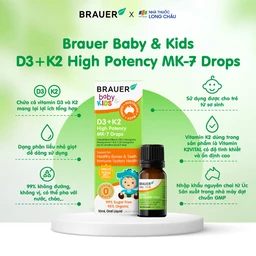 Siro giúp xương răng chắc khỏe, bổ sung vitamin D3 + K2 Brauer Baby & Kids D3 + K2 High Potency MK-7 Drops (10ml) 3
