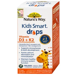 Siro hỗ trợ hấp thu canxi, giúp xương, răng chắc khỏe Nature's Way Kids Smart Drops Vitamin D3+K2 (Hộp 11ml)