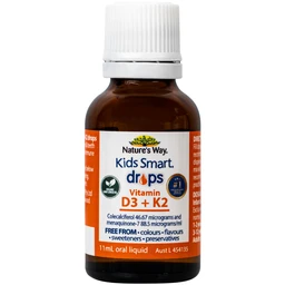 Siro hỗ trợ hấp thu canxi, giúp xương, răng chắc khỏe Nature's Way Kids Smart Drops Vitamin D3+K2 (Hộp 11ml)