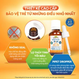 Siro hỗ trợ hấp thu canxi, giúp xương, răng chắc khỏe Nature's Way Kids Smart Drops Vitamin D3+K2 (Hộp 11ml) 8