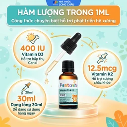 Siro hỗ trợ xương và răng chắc khoẻ Pentavite Vitamin D3 & K2 Infant & Kid liquid 30ml 3