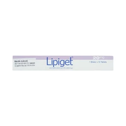 Thuốc Lipiget 20mg Getz hỗ trợ chế độ ăn kiêng trong giảm cholesterol toàn phần (1 vỉ x 10 viên)