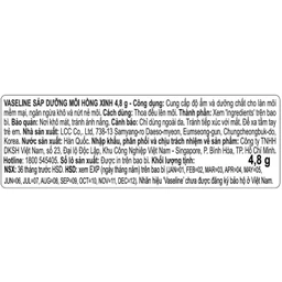 Son dưỡng ẩm Vaseline Rosy Lips giúp làm mềm môi, màu hồng tự nhiên (4.8g) 3