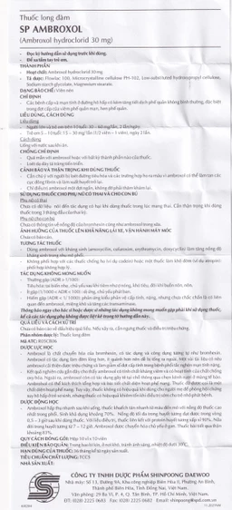 Thuốc SP Ambroxol 30mg điều trị các bệnh cấp và mạn tính ở đường hô hấp (10 vỉ x 10 viên)