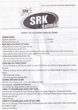 Muối rửa mũi SRK Saltmax giảm dị ứng mũi và khô mũi (30 gói)