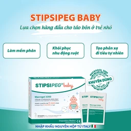Bột nhuận tràng Stipsipeg Baby Macrogol 3350 (20 gói x 5g) cải thiện tình trạng táo bón cho trẻ từ 6 tháng tuổi
