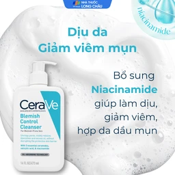Sữa rửa mặt CeraVe Blemish Control Cleanser ngừa mụn dành cho da dầu, da mụn (473ml)