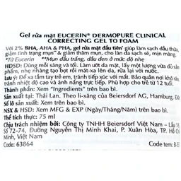 Sữa rửa mặt giảm mụn, kiểm soát nhờn Eucerin Dermopure Clinical Correcting to Foam (Tuýp 75ml) 2