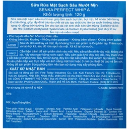 Sữa rửa mặt tạo bọt Senka Perfect Whip A làm sạch sâu, dưỡng ẩm da (120g) 4