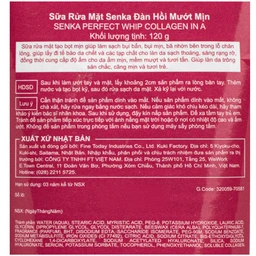 Sữa rửa mặt tạo bọt Senka Perfect Whip Collagen In A làm sạch, săn chắc và dưỡng ẩm da (120g) 4