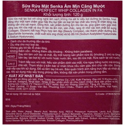 Sữa rửa mặt tạo bọt Senka Perfect Whip Collagen In FA làm sạch, săn chắc và dưỡng ẩm da (120g) 10