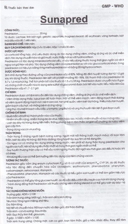 Thuốc Sunapred 20mg Donaipharm chống viêm, chống dị ứng (30 viên) 