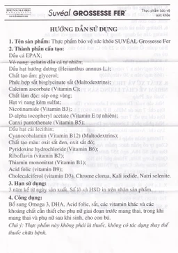 Viên uống Suvéal Grossesse Fer Densmore bổ sung Omega 3, DHA, Vitamin, khoáng chất (2 vỉ x 15 viên) 9