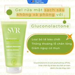 Gel rửa mặt và loại bỏ tế bào chết không chứa xà phòng SVR Sebiaclear Gel Moussant 55ml