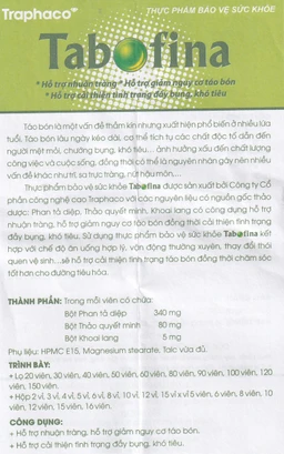 Viên hỗ trợ giảm nguy cơ táo bón Tabofina Traphaco (3 vỉ x 10 viên)